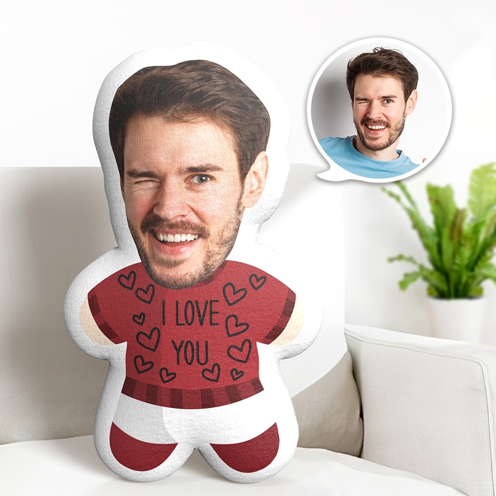 Personalisiertes Minikissen mit Gesicht zum Valentinstag, personalisiertes Fotokissen, Valentinstagsgeschenk für den Freund