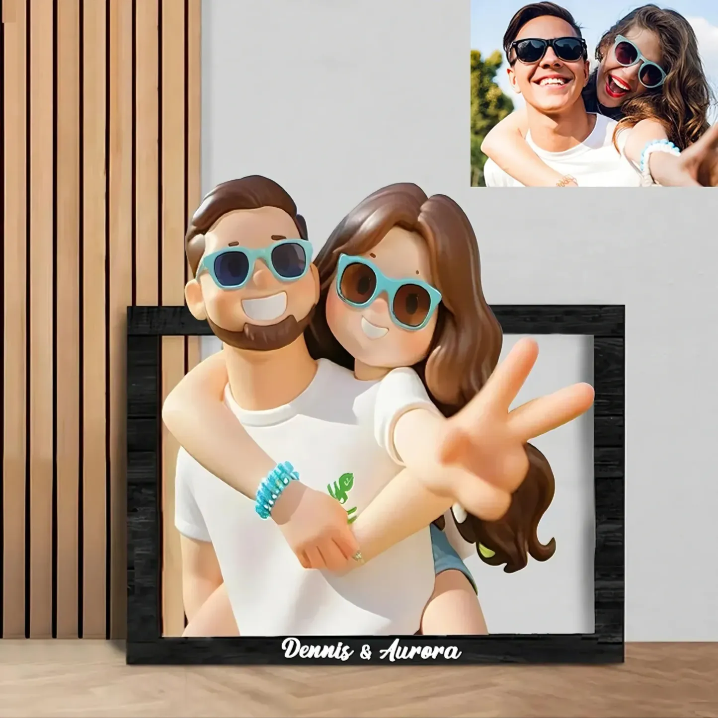 Personalisierter Foto-holzrahmen Im Cartoon-spielzeug-stil