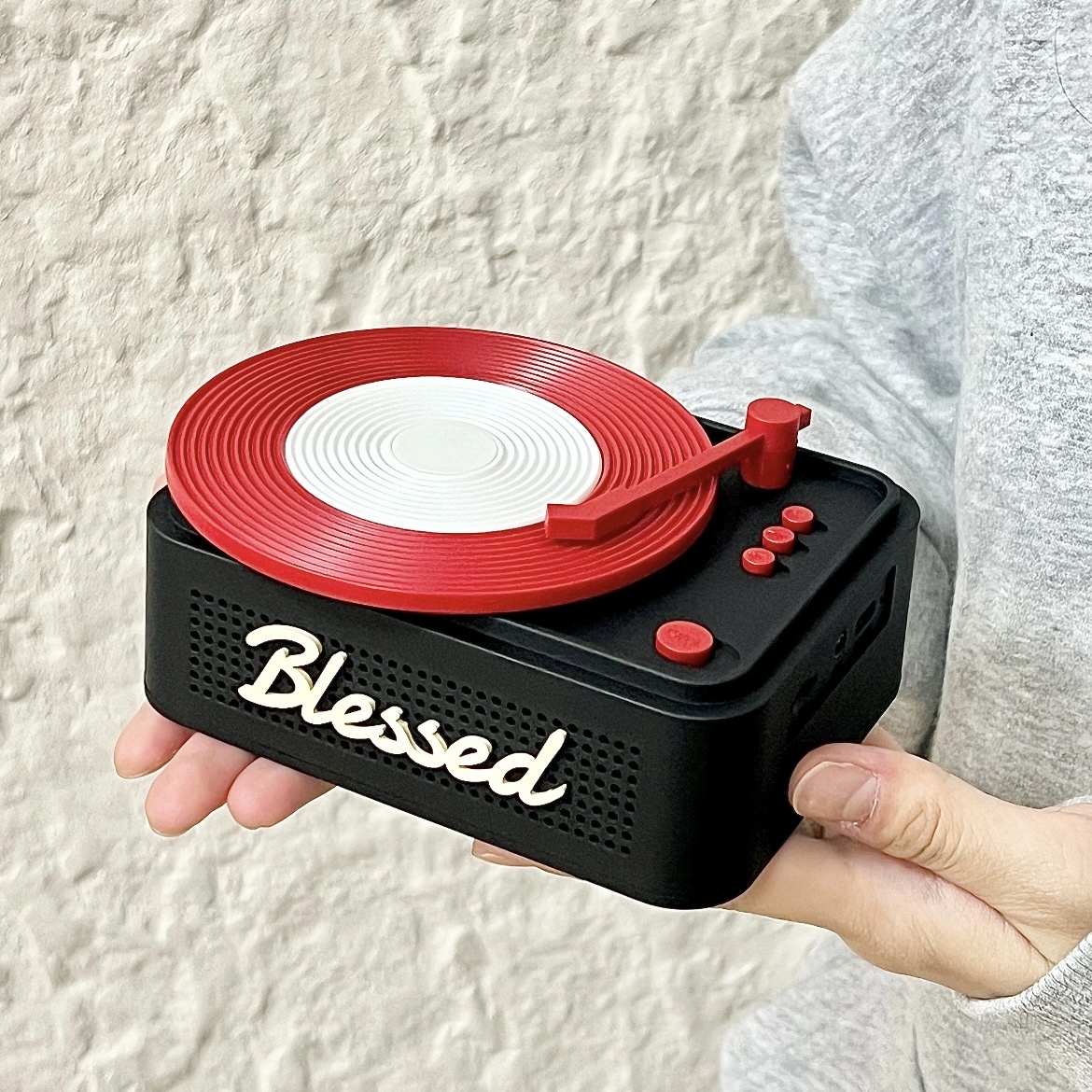 Weihnachtlicher Retro-plattenspieler Mit Bluetooth-lautsprecher | Drehbarer Weihnachtsbaumschmuck | Festliches Geschenk Mit Musik Und Licht