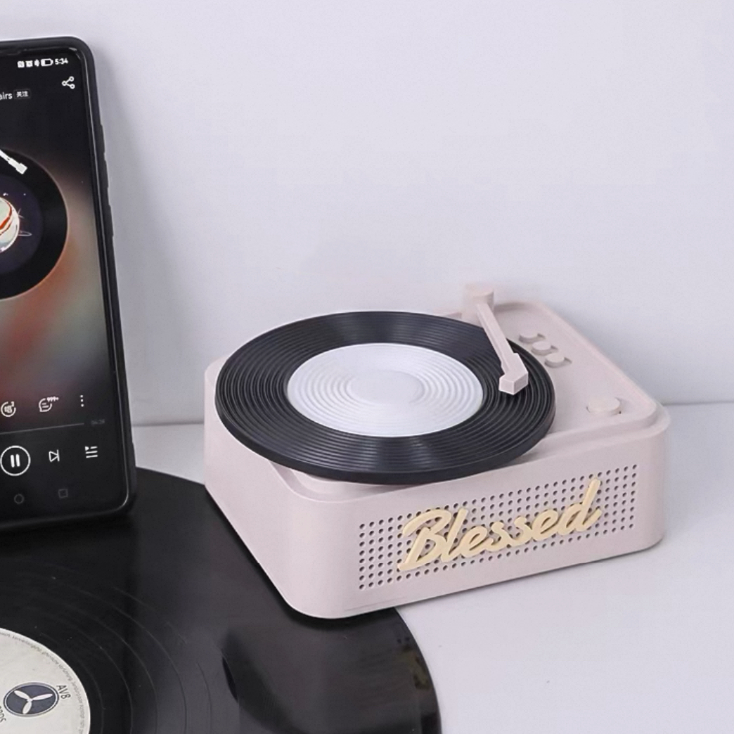 Weihnachtlicher Retro-plattenspieler Mit Bluetooth-lautsprecher | Drehbarer Weihnachtsbaumschmuck | Festliches Geschenk Mit Musik Und Licht