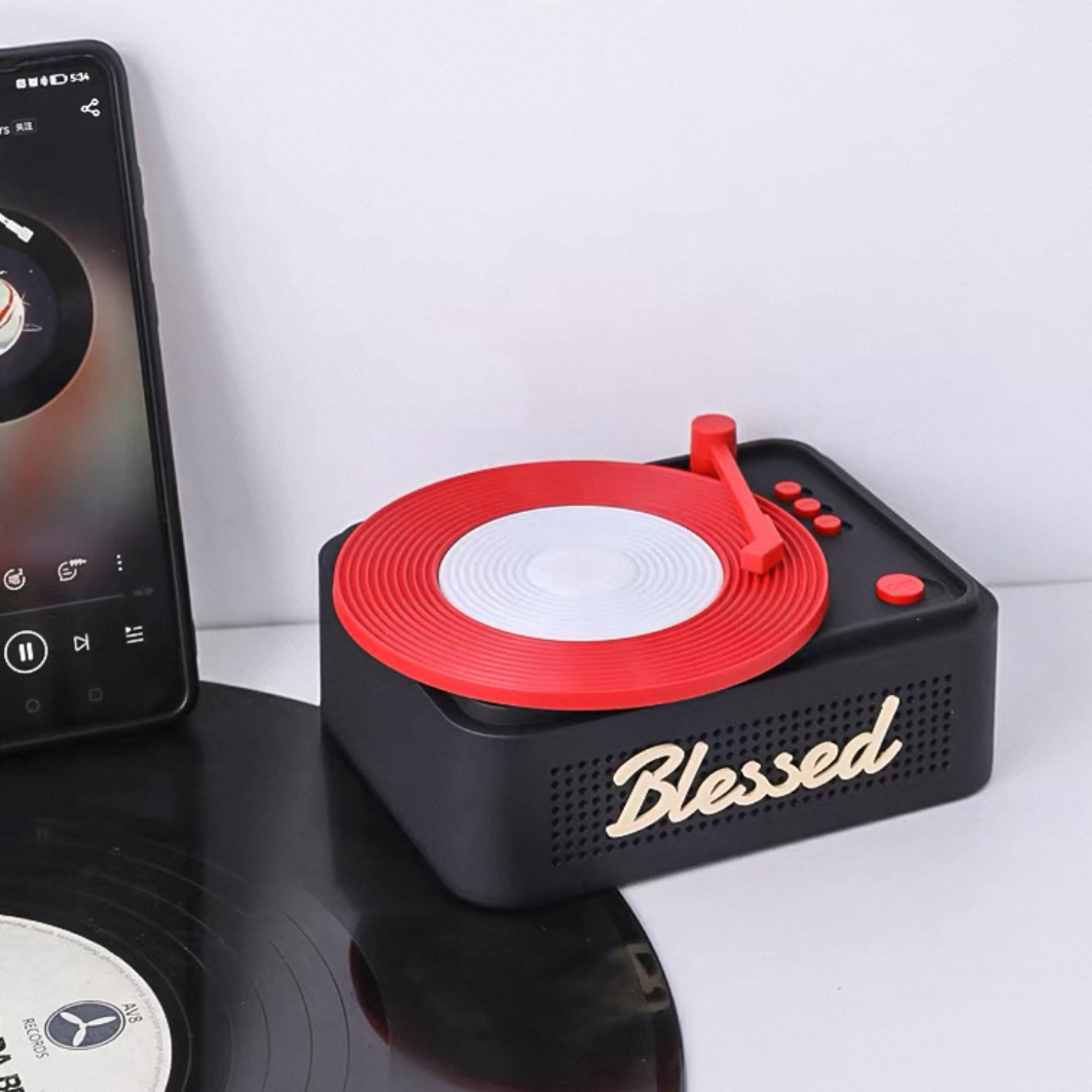 Weihnachtlicher Retro-plattenspieler Mit Bluetooth-lautsprecher | Drehbarer Weihnachtsbaumschmuck | Festliches Geschenk Mit Musik Und Licht