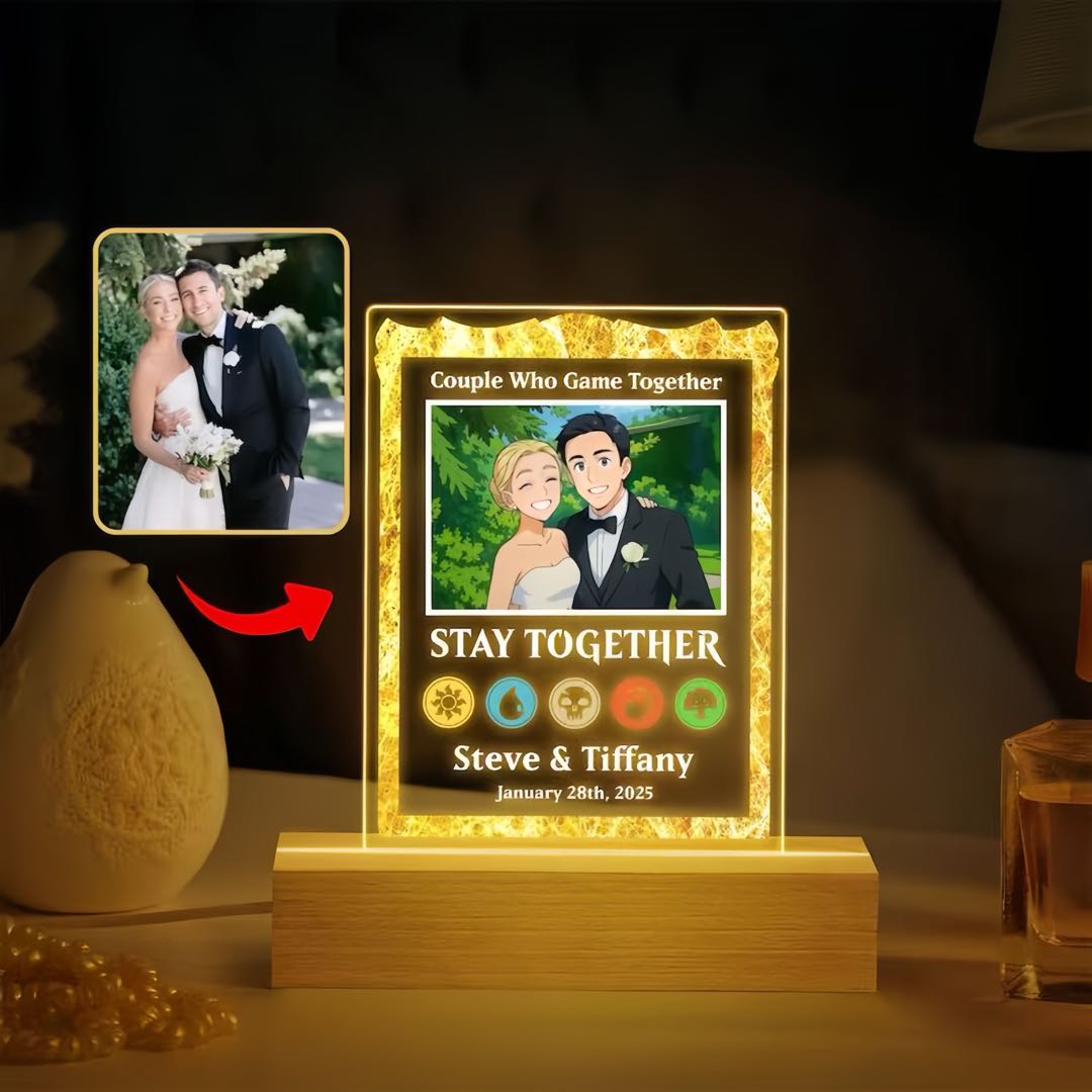 Personalisierte Mtg-nachtlichtplakette Zum Jahrestag, Led-licht Für Paare Mit Magic-kartenmotiv, Valentinstagsgeschenk Für Sie Und Ihn, Geschenkidee Für Lgbt-paare