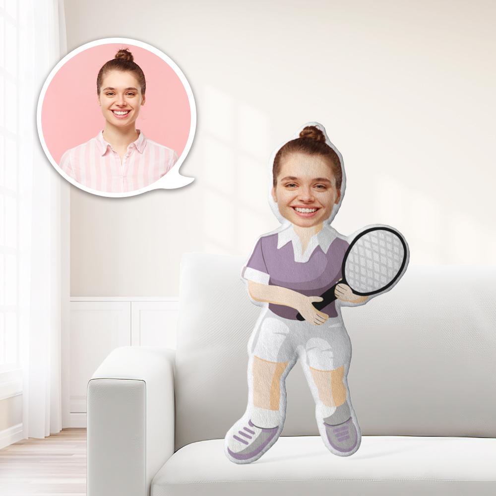 Minime Fotokissen Personalisierte Puppe Tennis Kuscheltier mit Gesicht