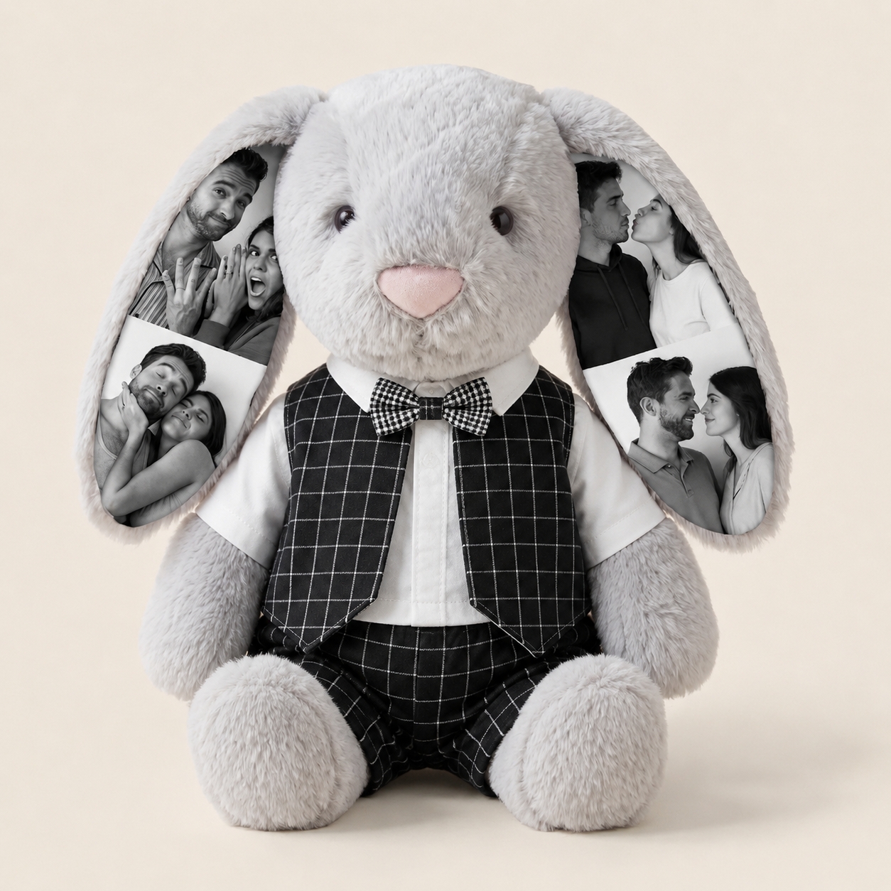 Personalisiertes Foto-Hochzeitshase-Plüschtier, Personalisiertes Braut- Und Bräutigamhase-Stofftier, Jubiläumsgeschenk Für Paare - DePhotoBoxer