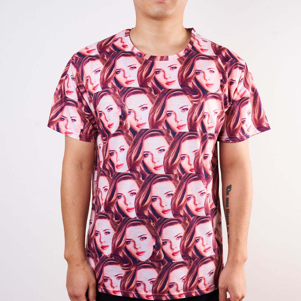 Benutzerdefiniertes T-shirt, Personalisiertes T-shirt „my Face All Over Print Tee“, Mash Face Herren-t-shirt - DePhotoBoxer
