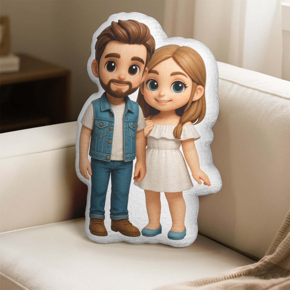 Personalisiertes Süßes Wurfkissen, Personalisiertes Cartoon-kissen, Personalisiertes Gesichtsbild, Minime-wurfpuppe - DePhotoBoxer