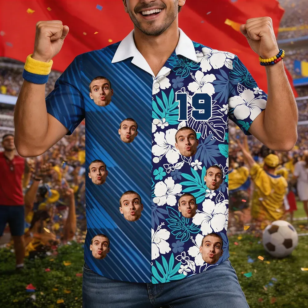 Individuell Gestaltetes Retro-fußballtrikot, Aloha-hawaiihemd, Spieltags-hawaiihemd, Geschenk Für Fußballfans, Vatertagsgeschenk