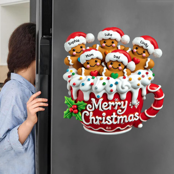 Frohe Weihnachten - Personalisierter Lebkuchenfamilien-aufkleber - DePhotoBoxer