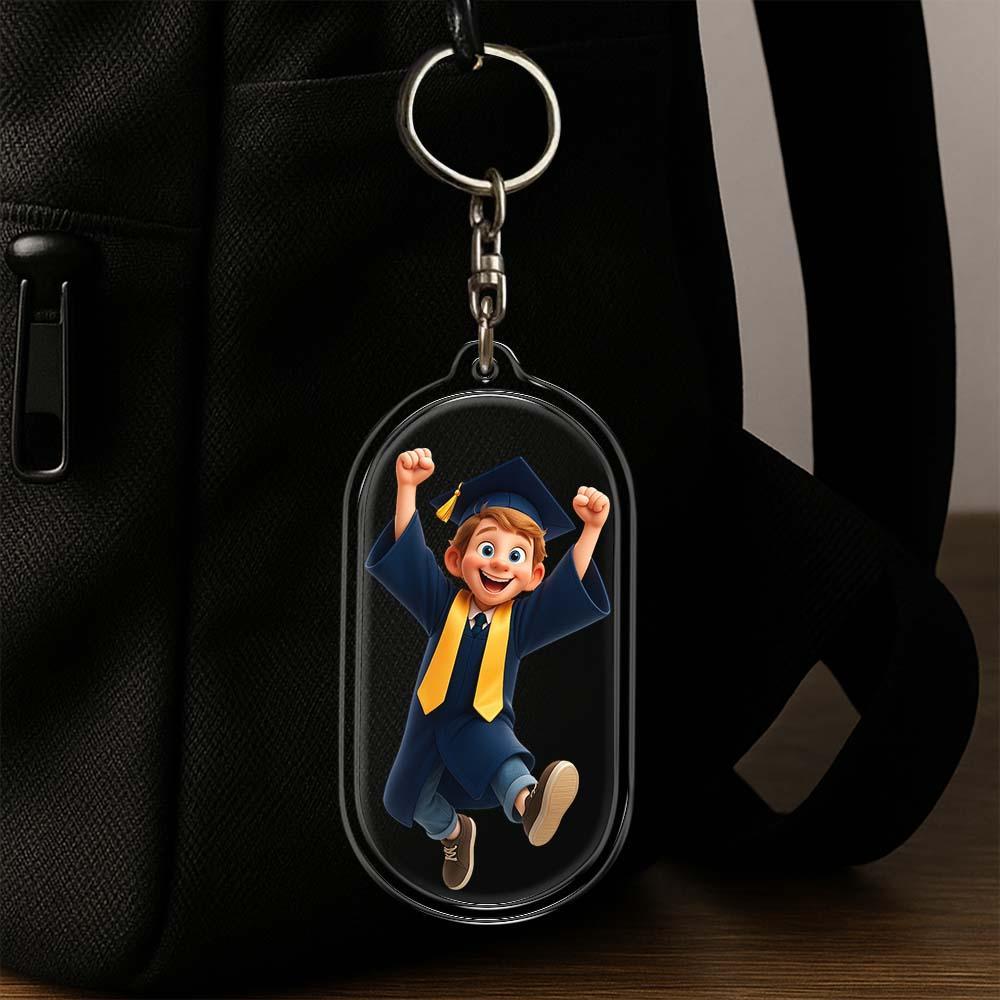 Benutzerdefinierter Cartoon-katzen-schlüsselanhänger, Personalisierter Acryl-cartoon-schlüsselanhänger, Foto-taschenanhänger, Einzigartiges Andenkengeschenk Für Haustierbesitzer - DePhotoBoxer