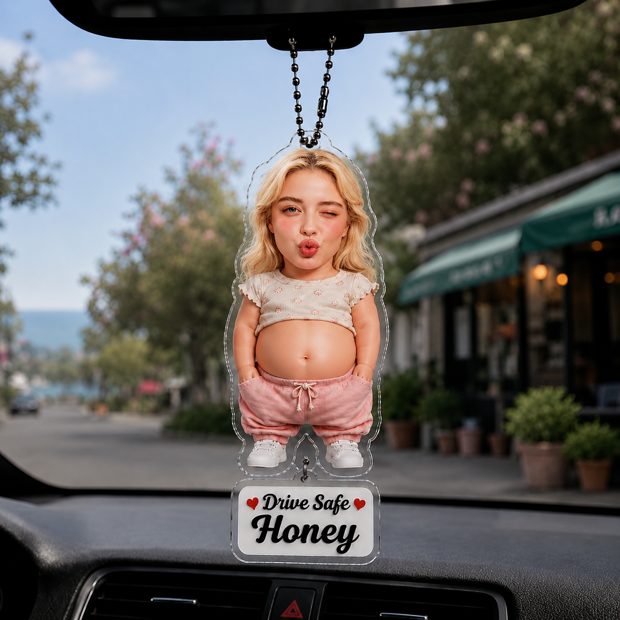 Individuelles Auto-Hängeornament im Squeeze-Stil nach Foto, Ein lustiges, personalisiertes Geschenk für Paare, personalisiertes, fahrsicheres Papa-Geschenk zum Vatertag