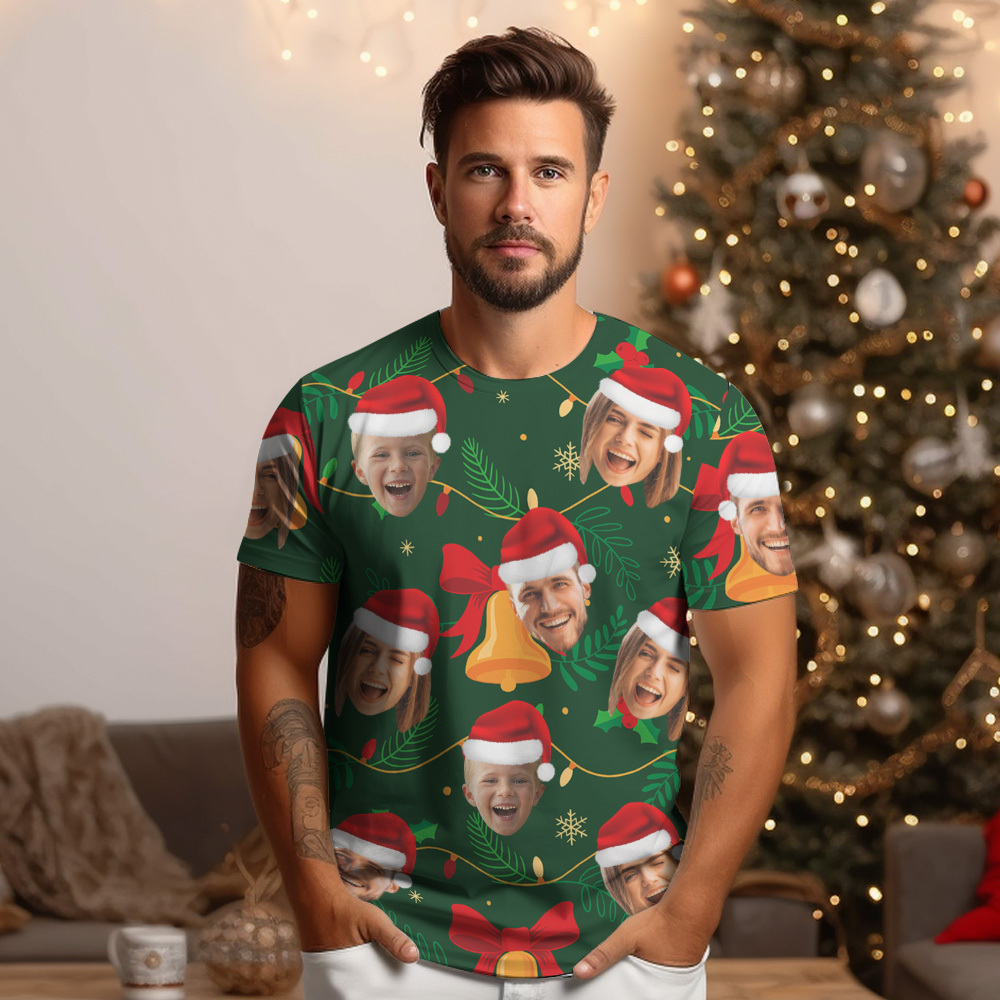 Personalisiertes T-shirt Mit Individuellem Foto, Led-weihnachtsmotiv, Unisex-t-shirts, Frohe Weihnachten - DePhotoBoxer
