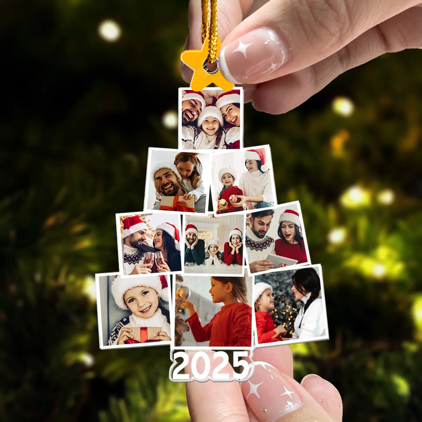 Personalisiertes Familienfoto-ornament, Acryl-weihnachtsbaumform Für Die Familie, Das Beste Weihnachtsgeschenk Für Familienmitglieder - DePhotoBoxer