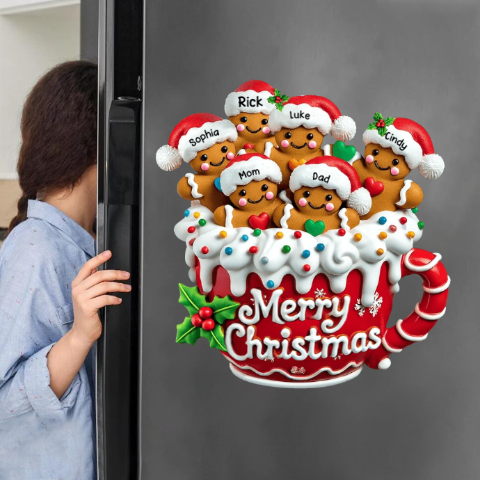Frohe Weihnachten - Personalisierter Lebkuchenfamilien-aufkleber - DePhotoBoxer