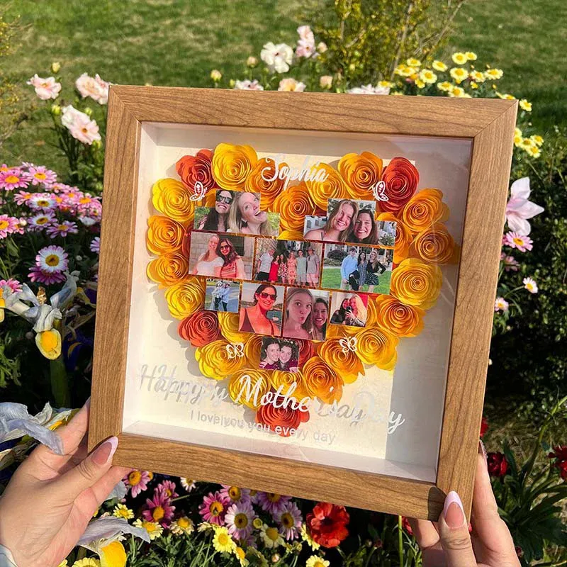 Personalisierte Muttertagsfoto-blumen-schattenbox - DePhotoBoxer
