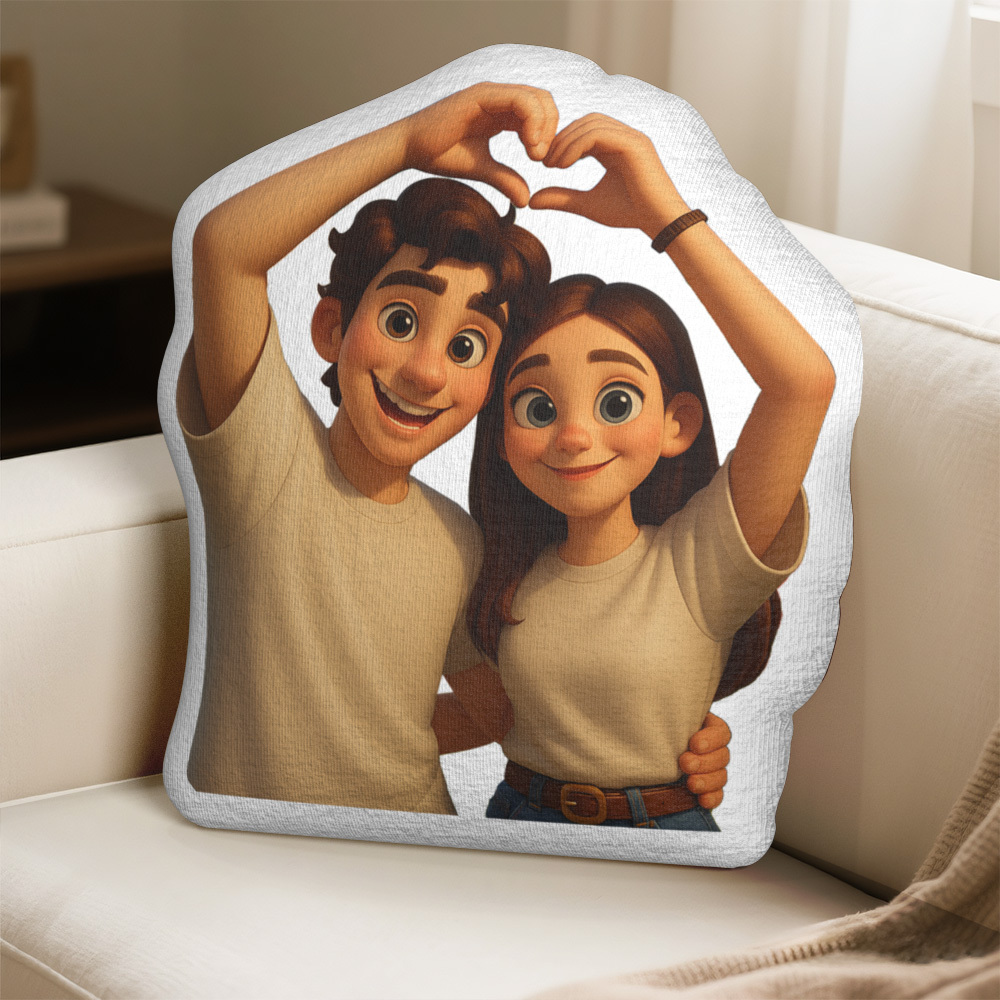 Personalisiertes Süßes Wurfkissen, Personalisiertes Cartoon-kissen, Personalisiertes Gesichtsbild, Minime-wurfpuppe - DePhotoBoxer