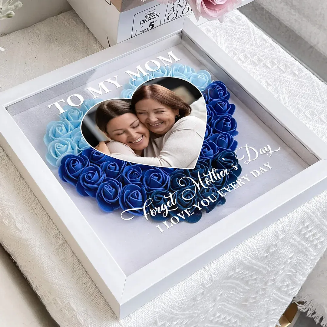Mama Geschenk Ich Liebe Dich Jeden Tag - Personalisierte Blumen Schattenbox - DePhotoBoxer