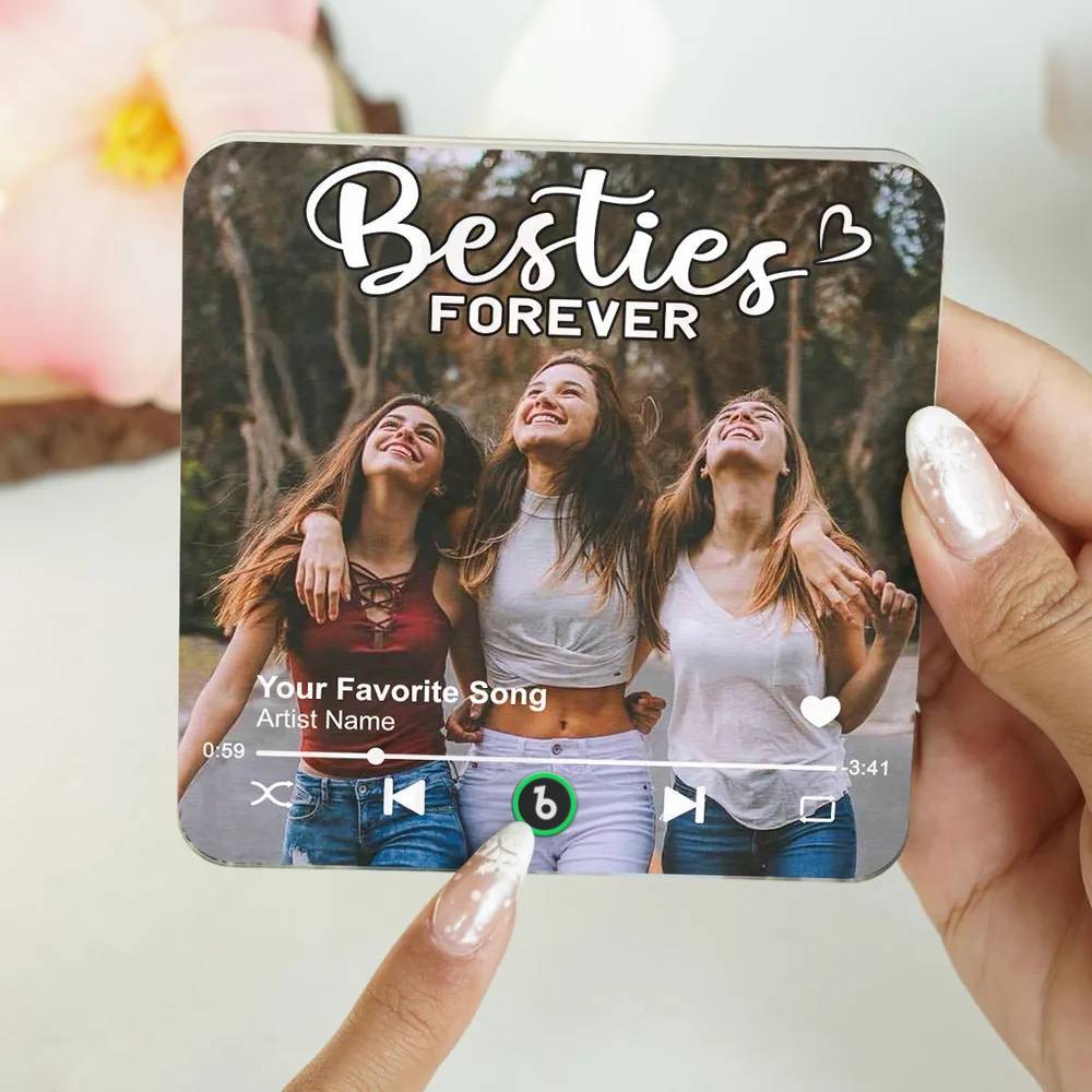 Personalisierter Musik-kühlschrankmagnet, Personalisierter Besties Forever Song-magnet, Herzliches Geschenk Für Beste Freunde - DePhotoBoxer