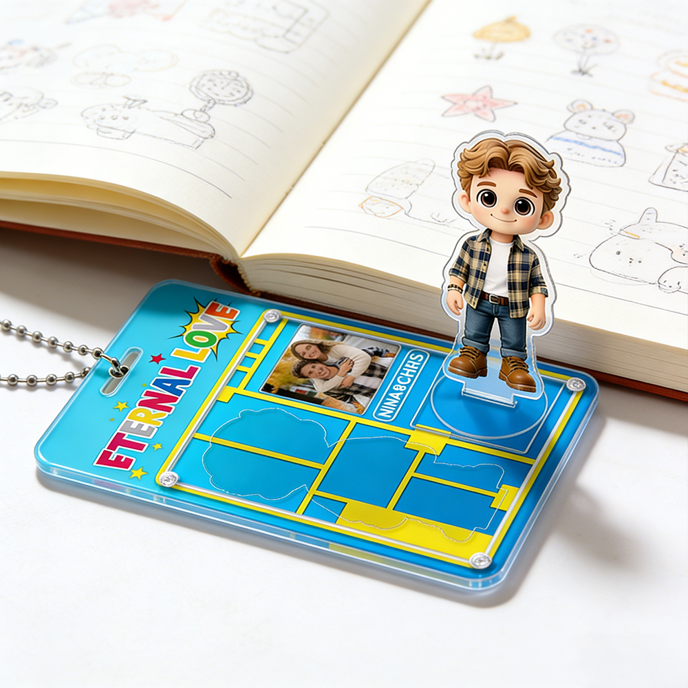 Personalisierter Schlüsselanhänger Mit Pärchenfoto, Mini-aufsteller, Individueller Cartoonfigur Und Namensschild – Das Perfekte Valentinstagsgeschenk Für Paare