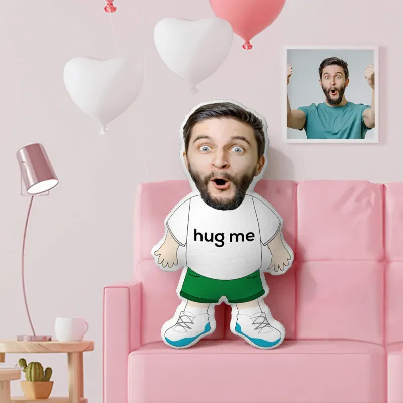 Personalisiertes Minikissen, lustiges personalisiertes Gesichtsgeschenk, personalisiertes Fotoset-Kissengeschenk für den Freund