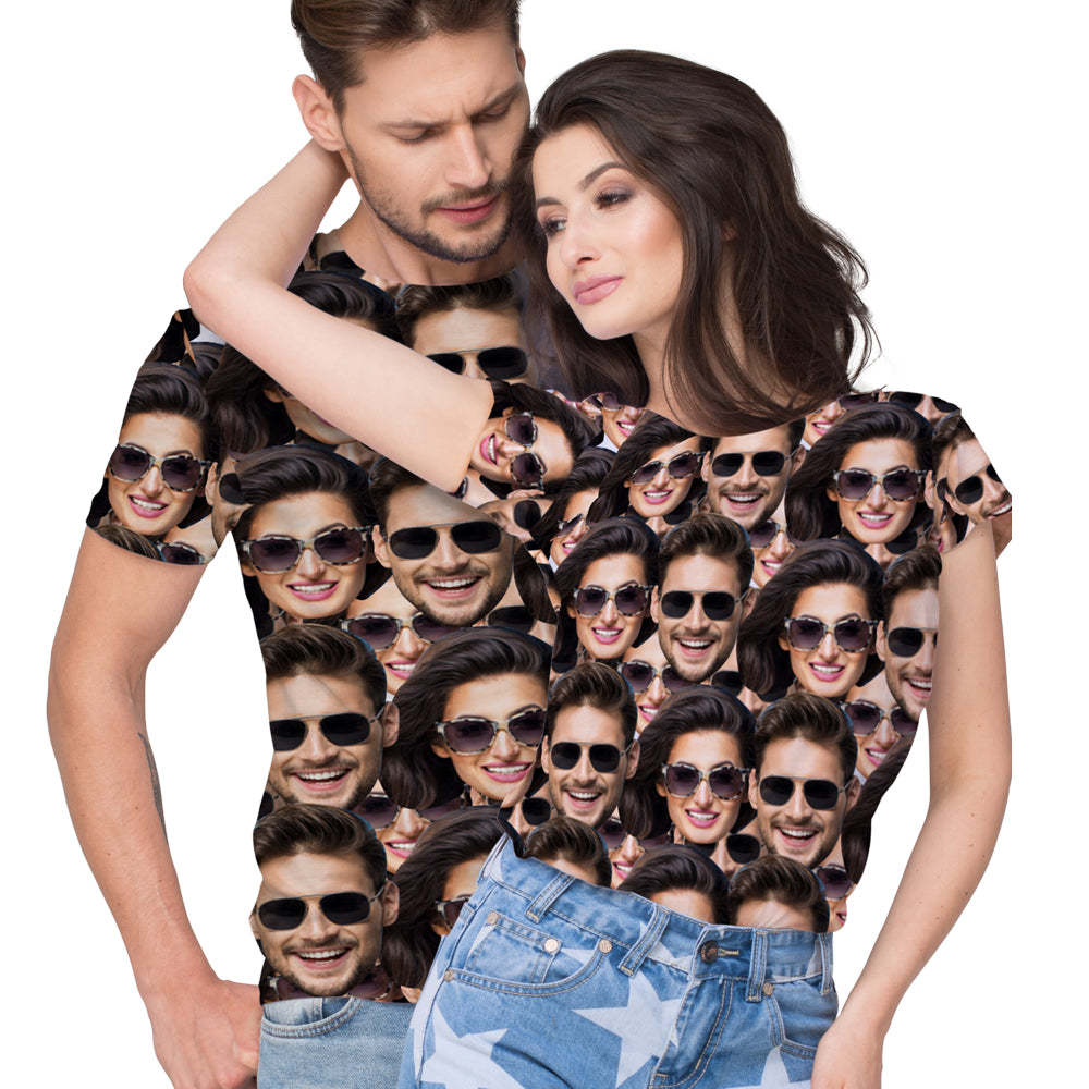 Vatertagsgeschenk Custom My Face All Over Print Tee Mash Face Herren-t-shirt - DePhotoBoxer