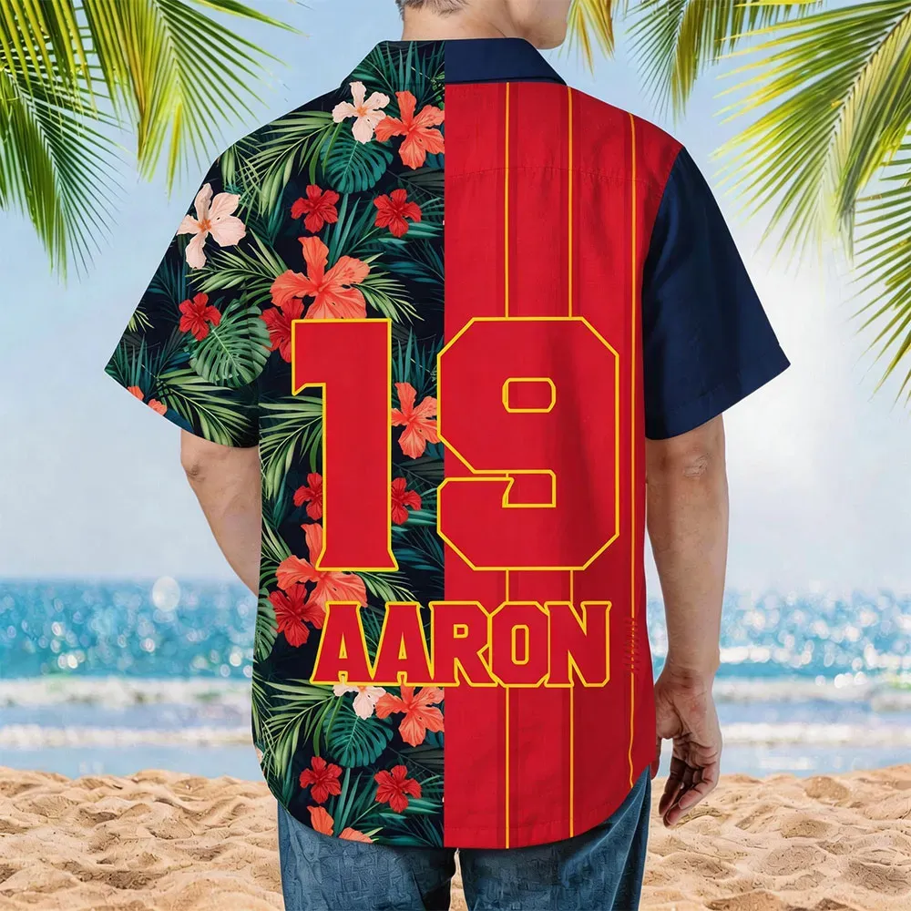 Individuell Gestaltetes Retro-fußballtrikot, Aloha-hawaiihemd, Spieltags-hawaiihemd, Geschenk Für Fußballfans, Vatertagsgeschenk