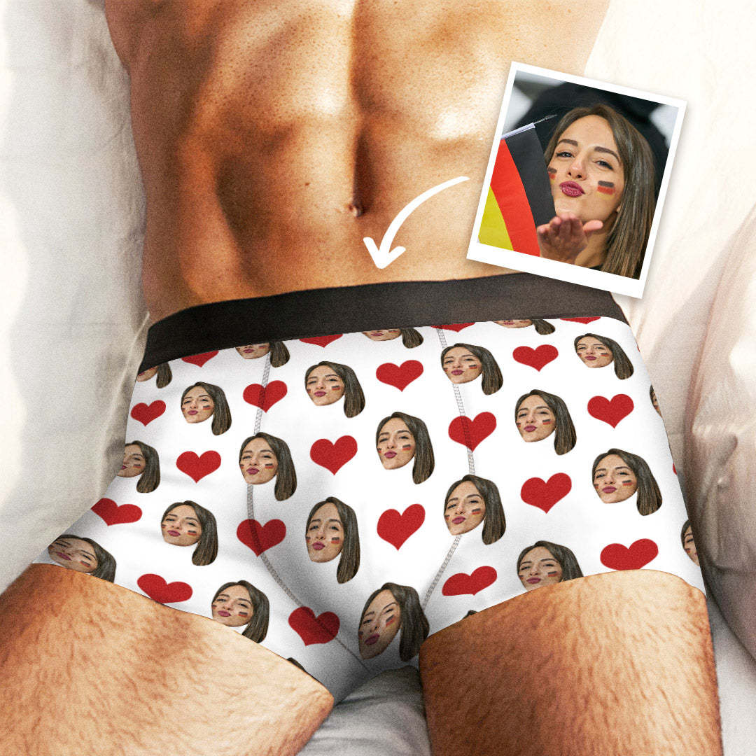 Valentinstag Geschenk Herren Personalisierte Gesicht Boxershorts mit Herz - Bestes Geschenk für Liebhaber - Hochzeitsgeschenk