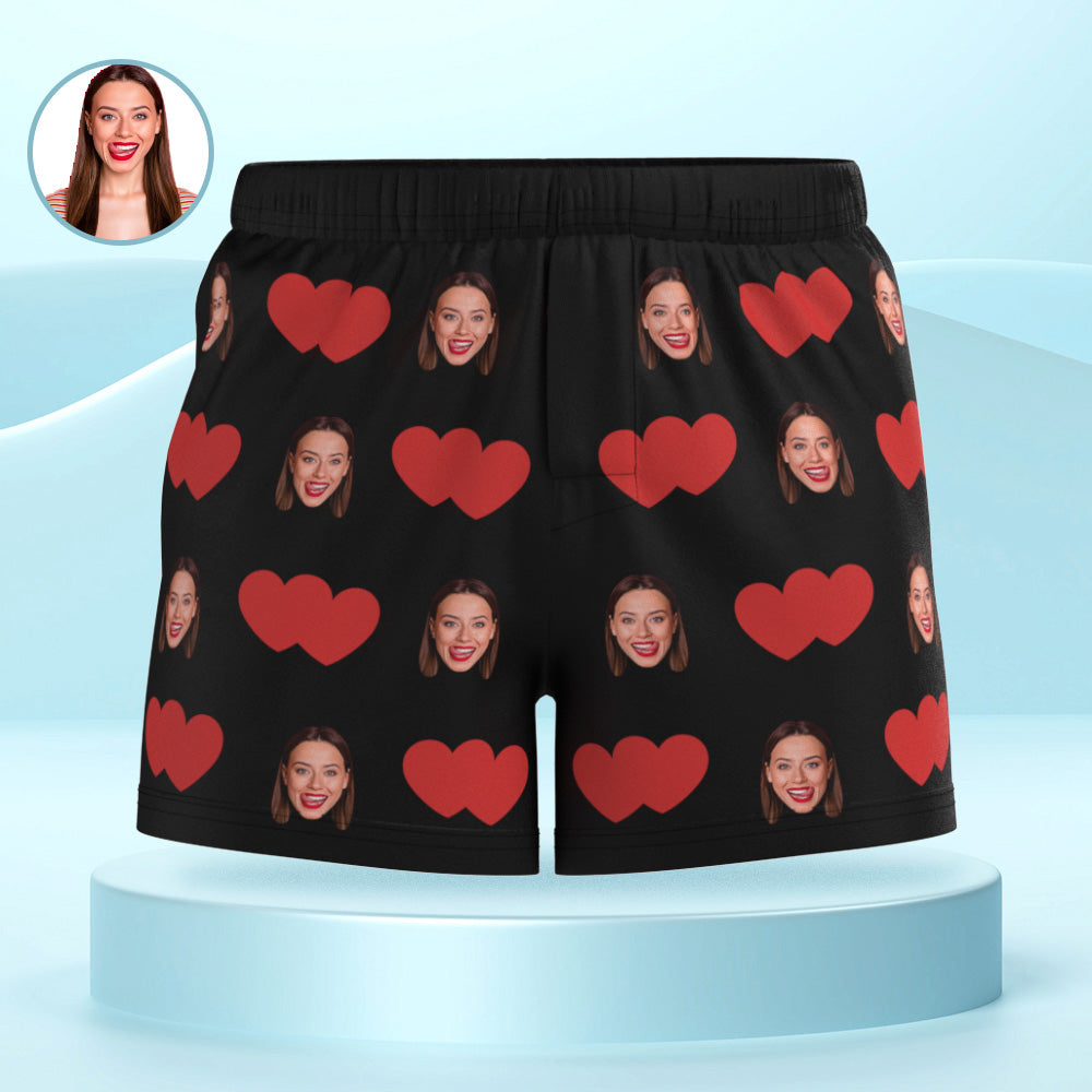 Benutzerdefinierte Gesicht Mehrfarbige Boxershorts Rotes Herz Personalisierte Foto Unterwäsche Geschenk Für Ihn