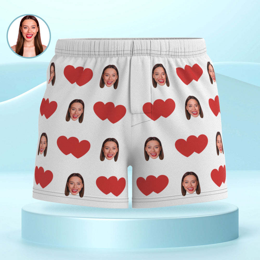 Benutzerdefinierte Gesicht Mehrfarbige Boxershorts Rotes Herz Personalisierte Foto Unterwäsche Geschenk Für Ihn