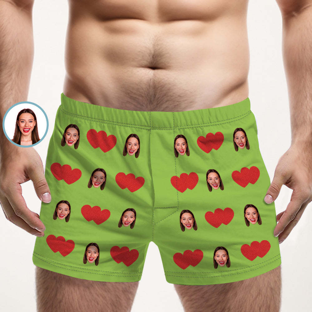 Benutzerdefinierte Gesicht Mehrfarbige Boxershorts Rotes Herz Personalisierte Foto Unterwäsche Geschenk Für Ihn