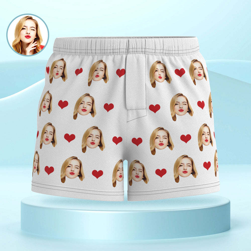 Personalisiertes Gesicht, Mehrfarbige Boxershorts, Liebesherzen, Personalisiertes Foto, Unterwäsche, Geschenk Für Ihn