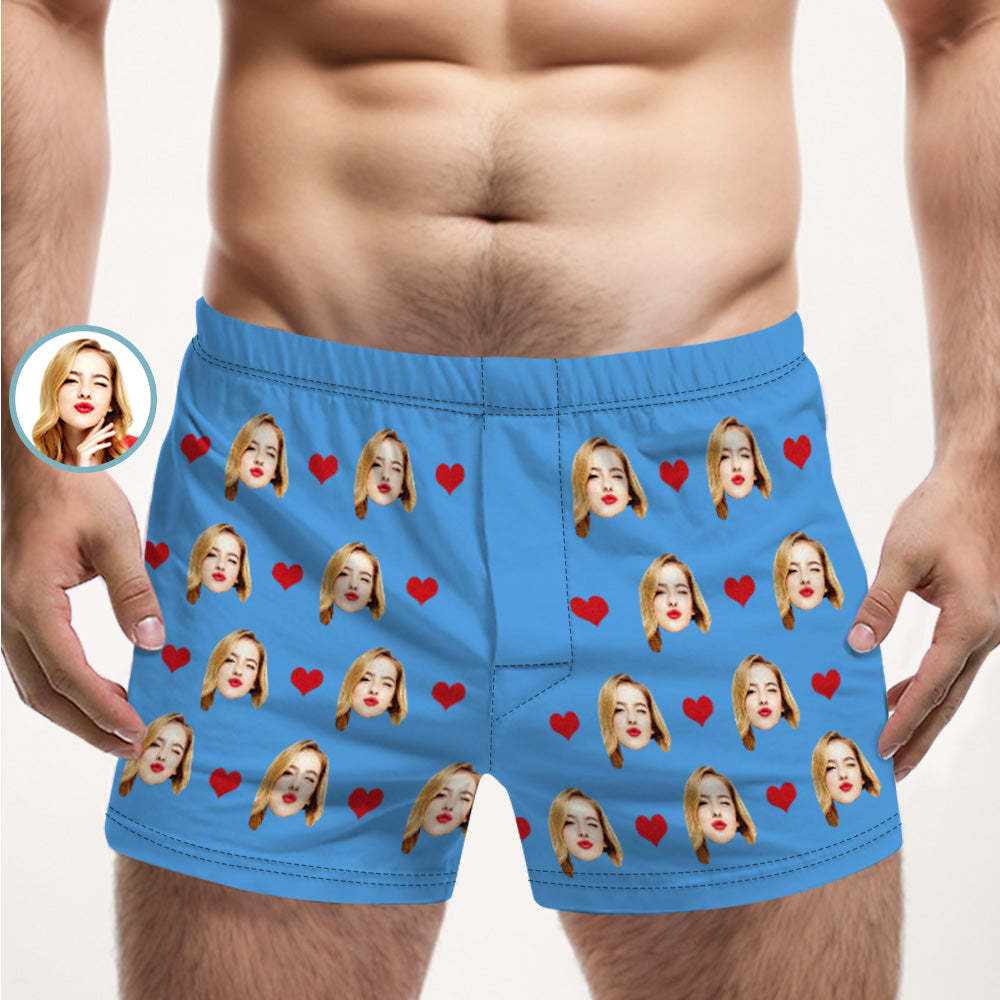 Personalisiertes Gesicht, Mehrfarbige Boxershorts, Liebesherzen, Personalisiertes Foto, Unterwäsche, Geschenk Für Ihn