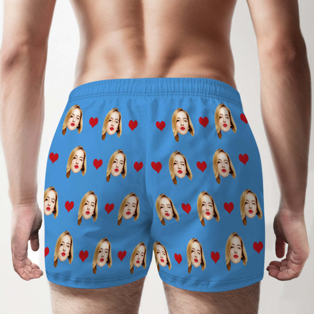 Personalisiertes Gesicht, Mehrfarbige Boxershorts, Liebesherzen, Personalisiertes Foto, Unterwäsche, Geschenk Für Ihn