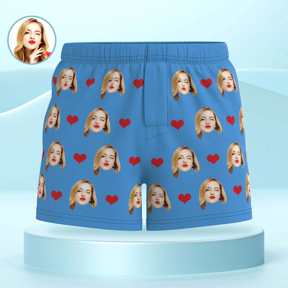 Personalisiertes Gesicht, Mehrfarbige Boxershorts, Liebesherzen, Personalisiertes Foto, Unterwäsche, Geschenk Für Ihn