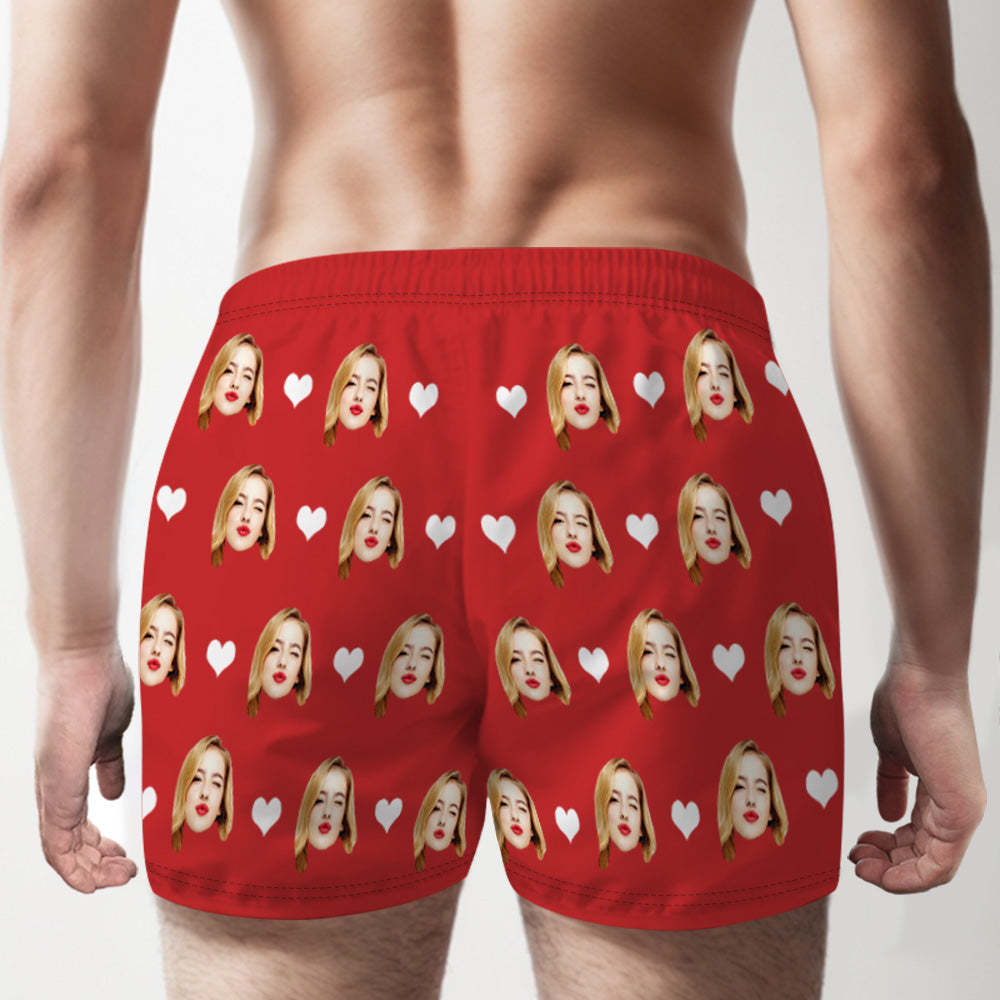 Personalisiertes Gesicht, Mehrfarbige Boxershorts, Liebesherzen, Personalisiertes Foto, Unterwäsche, Geschenk Für Ihn