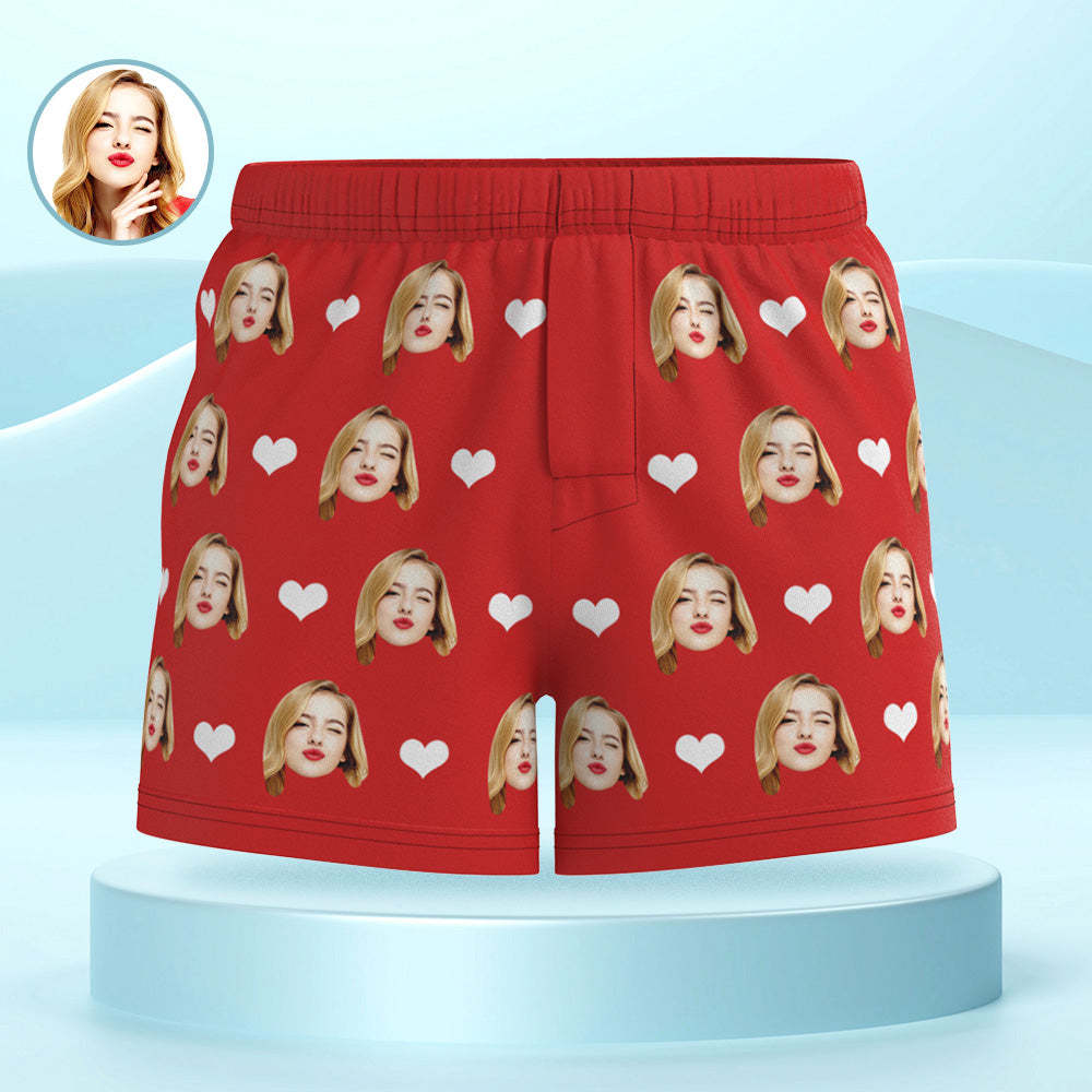 Personalisiertes Gesicht, Mehrfarbige Boxershorts, Liebesherzen, Personalisiertes Foto, Unterwäsche, Geschenk Für Ihn