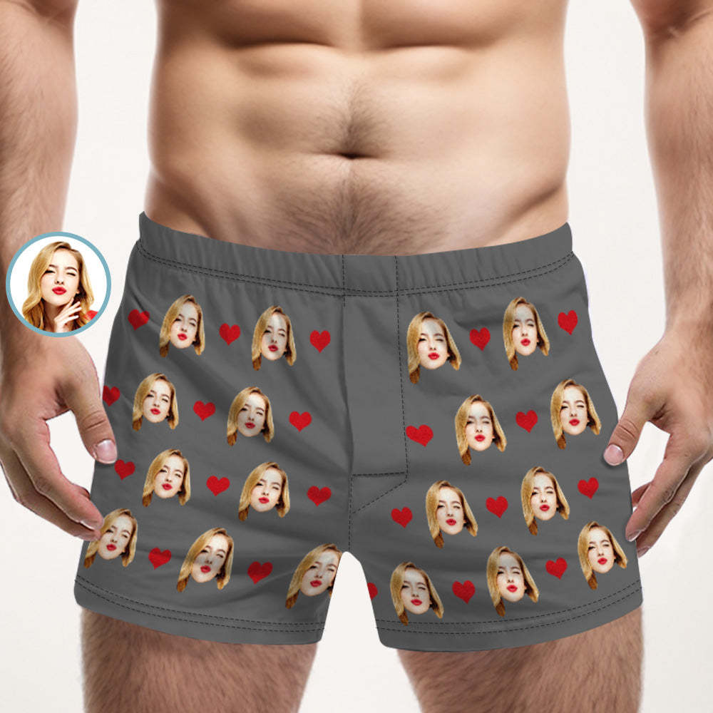 Personalisiertes Gesicht, Mehrfarbige Boxershorts, Liebesherzen, Personalisiertes Foto, Unterwäsche, Geschenk Für Ihn