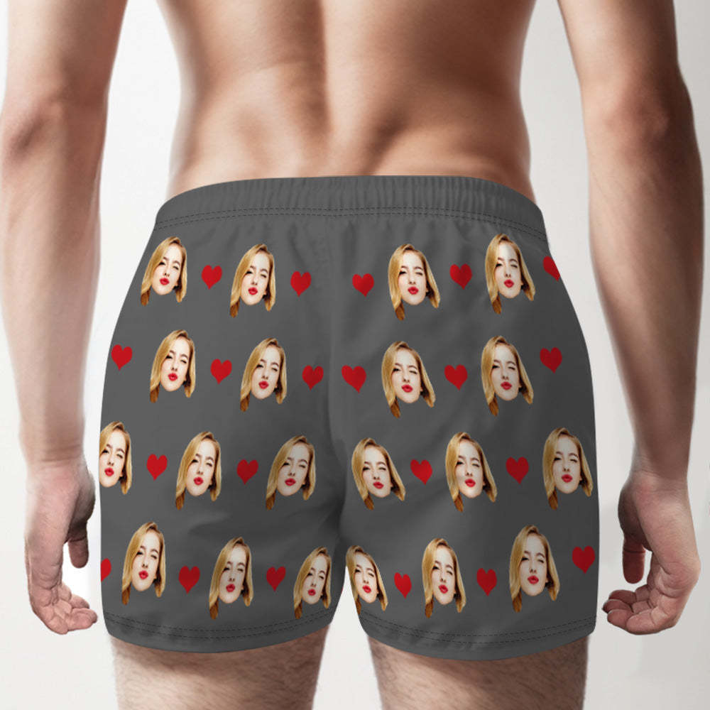 Personalisiertes Gesicht, Mehrfarbige Boxershorts, Liebesherzen, Personalisiertes Foto, Unterwäsche, Geschenk Für Ihn