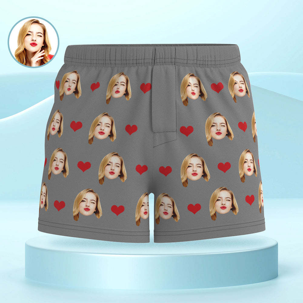 Personalisiertes Gesicht, Mehrfarbige Boxershorts, Liebesherzen, Personalisiertes Foto, Unterwäsche, Geschenk Für Ihn