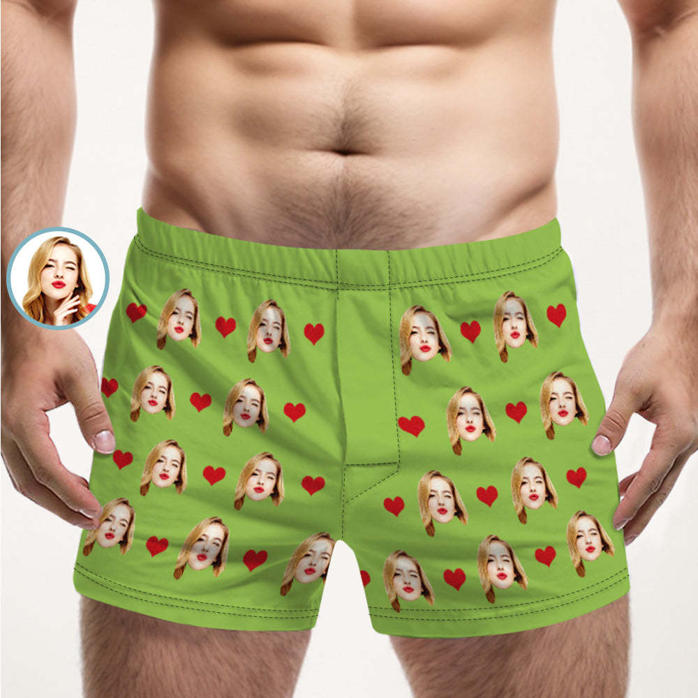 Personalisiertes Gesicht, Mehrfarbige Boxershorts, Liebesherzen, Personalisiertes Foto, Unterwäsche, Geschenk Für Ihn