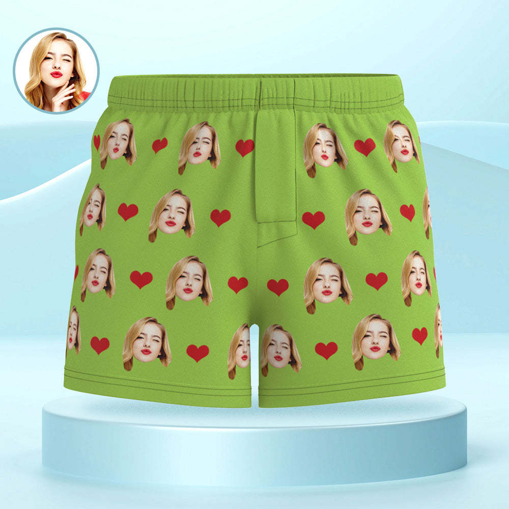 Personalisiertes Gesicht, Mehrfarbige Boxershorts, Liebesherzen, Personalisiertes Foto, Unterwäsche, Geschenk Für Ihn
