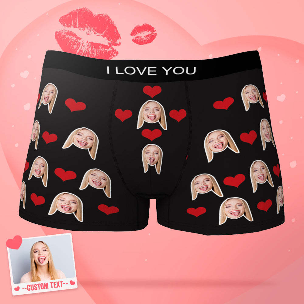 HERREN PERSONALISIERTE GESICHT BOXERSHORTS MIT HERZ