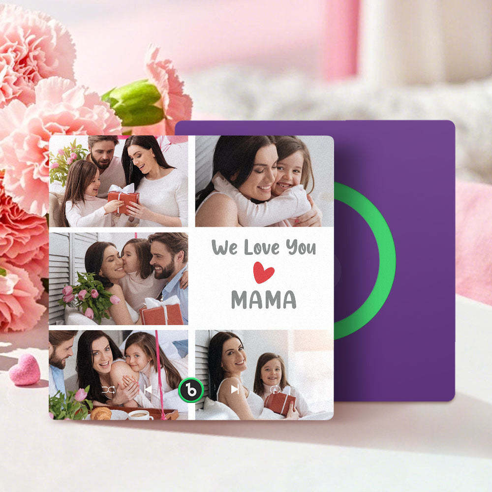 Personalisierte Musik-kühlschrankmagnete, Die Musik Spielen, Mit 5 Fotos, Muttertagsgeschenke Für Mama, Wir Lieben Dich, Mama - DePhotoBoxer