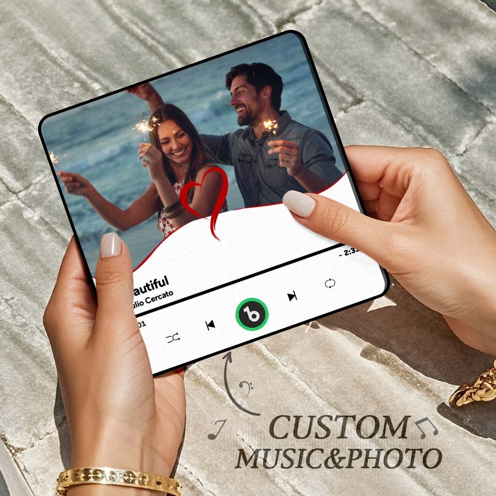 Benutzerdefinierte Musik-kühlschrankmagnete, Benutzerdefinierter Musik-kühlschrankmagnet, Bunter Rahmen, Album-kühlschrankmagnet, Kann Lieder Abspielen, Geschenk Für Mama - DePhotoBoxer