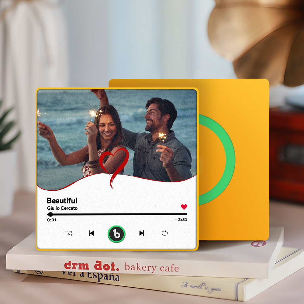 Benutzerdefinierte Musik-kühlschrankmagnete, Benutzerdefinierter Musik-kühlschrankmagnet, Bunter Rahmen, Album-kühlschrankmagnet, Kann Lieder Abspielen, Geschenk Für Mama - DePhotoBoxer