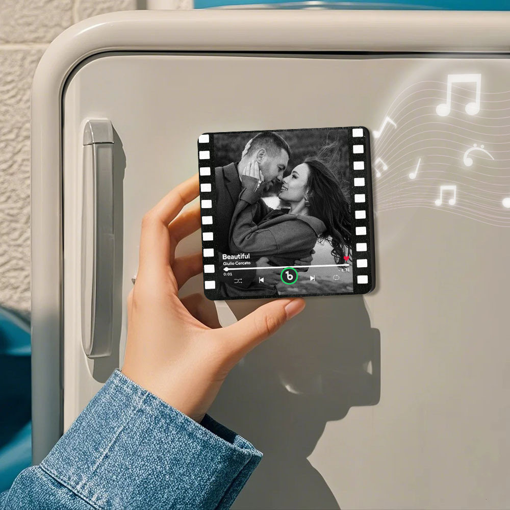 Benutzerdefinierte Musik-kühlschrankmagnete, Benutzerdefinierter Musik-kühlschrankmagnet, Bunter Rahmen, Album-kühlschrankmagnet, Kann Lieder Abspielen, Geschenk Für Mama - DePhotoBoxer