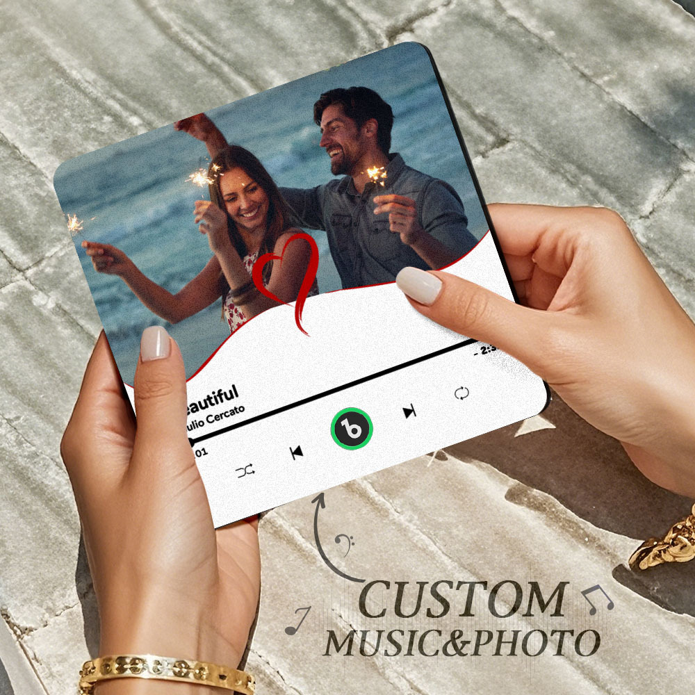 Benutzerdefinierte Musik-kühlschrankmagnete, Benutzerdefinierter Musik-kühlschrankmagnet, Bunter Rahmen, Album-kühlschrankmagnet, Kann Lieder Abspielen, Geschenk Für Mama - DePhotoBoxer