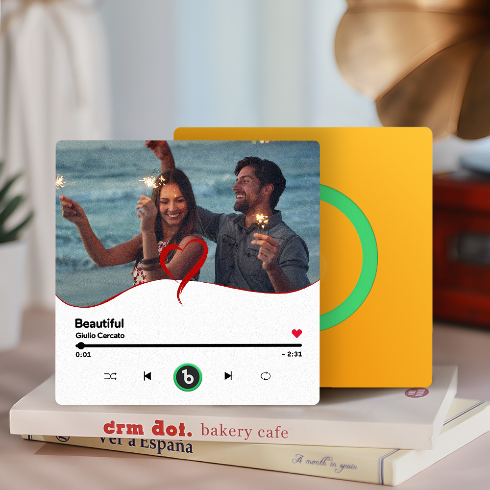 Benutzerdefinierte Musik-kühlschrankmagnete, Benutzerdefinierter Musik-kühlschrankmagnet, Bunter Rahmen, Album-kühlschrankmagnet, Kann Lieder Abspielen, Geschenk Für Mama - DePhotoBoxer