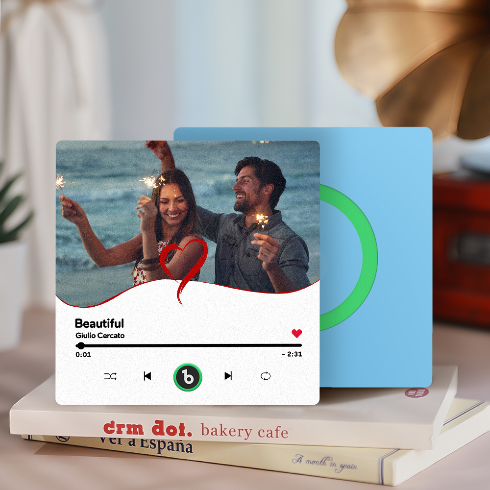 Benutzerdefinierte Musik-kühlschrankmagnete, Benutzerdefinierter Musik-kühlschrankmagnet, Bunter Rahmen, Album-kühlschrankmagnet, Kann Lieder Abspielen, Geschenk Für Mama - DePhotoBoxer