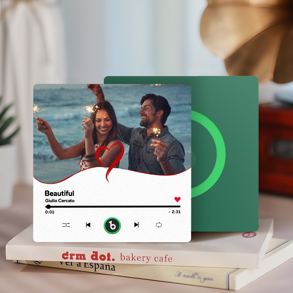 Benutzerdefinierte Musik-kühlschrankmagnete, Benutzerdefinierter Musik-kühlschrankmagnet, Bunter Rahmen, Album-kühlschrankmagnet, Kann Lieder Abspielen, Geschenk Für Mama - DePhotoBoxer