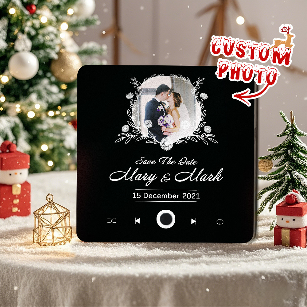 Personalisierter Hochzeitsfoto-musik-kühlschrankmagnet, Personalisierte Musikmagnete, Die Lieder Abspielen Können, Weihnachtsgeschenk Für Paare - DePhotoBoxer